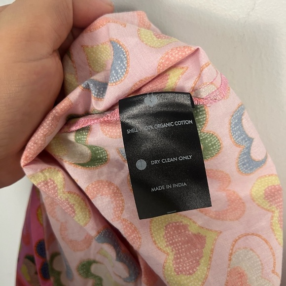 Emily Lovelock Pink Multicolor Heart Print Blouse preppy size 10-12 (large) - Picture 5 of 5